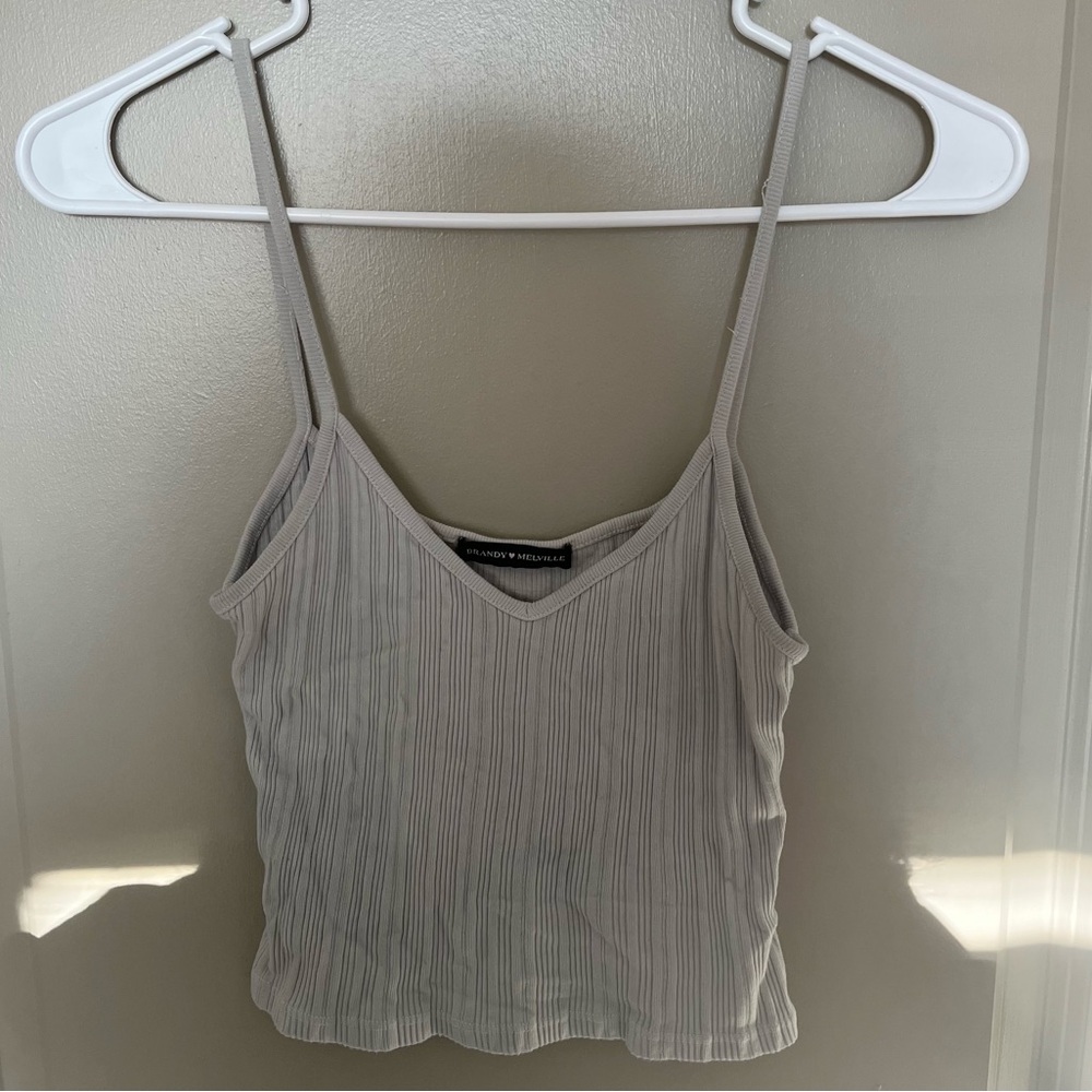 Brandy Melville Light Gray Ribbed Tank Top